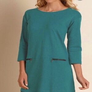 SOFT SURROUNDINGS Mode Green Tunic 3/4 Sleeve / Size Medium